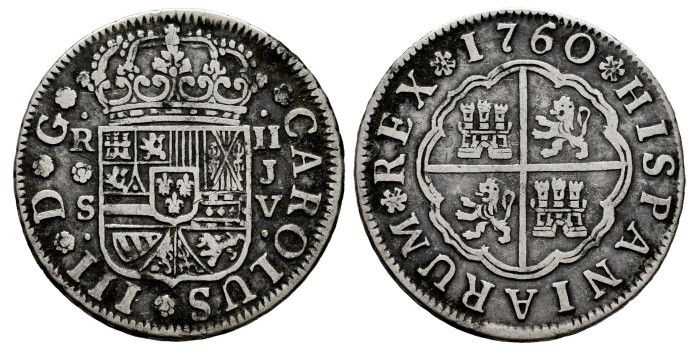 Cy10702.-CARLOS III - 2 Reales 1760 Sevilla J.V.-MBC-