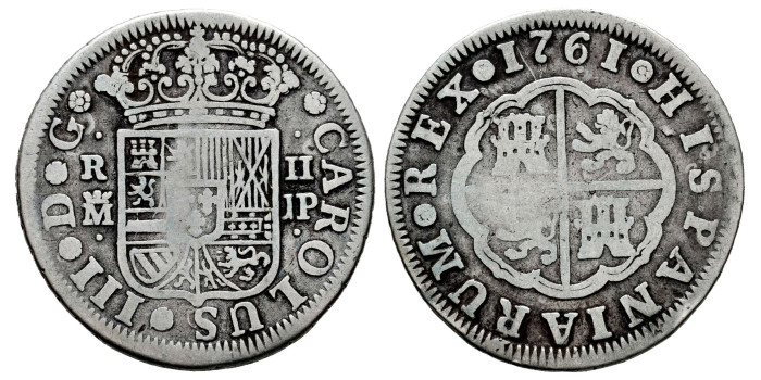 Cy10705.-CARLOS III - 2 Reales 1761 Madrid J.P.-BC-