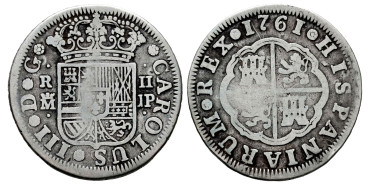 Cy10705.-CARLOS III - 2 Reales 1761 Madrid J.P.-BC-