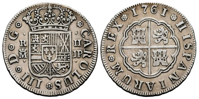 Cy10705-1.-CARLOS III - 2 Reales 1761 Madrid J.P.-MBC+
