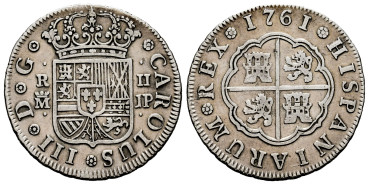 Cy10705-1.-CARLOS III - 2 Reales 1761 Madrid J.P.-MBC+