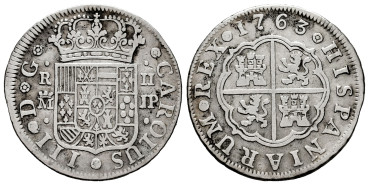 Cy10717.-CARLOS III - 2 Reales 1763 Madrid J.P.-BC