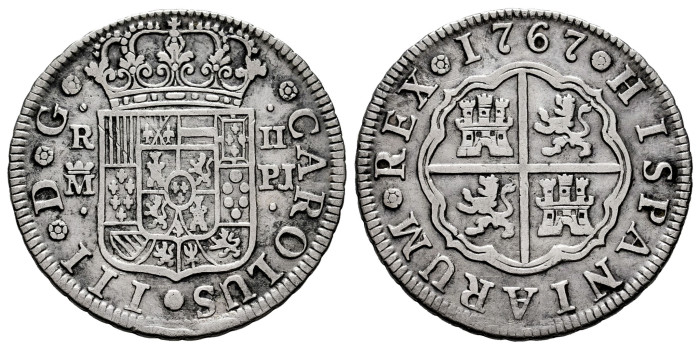 Cy10739.-CARLOS III - 2 Reales 1767 Madrid P.J.-MBC