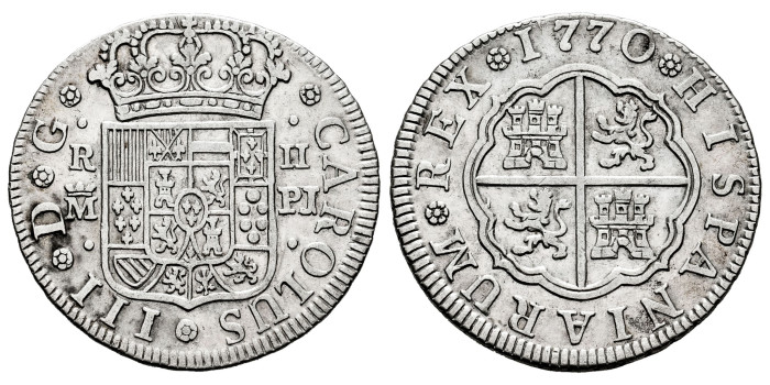 Cy10761.-CARLOS III - 2 Reales 1770 Madrid P.J.-MBC