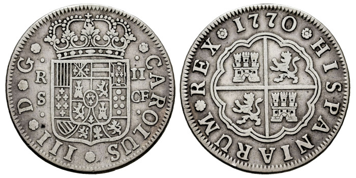 Cy10766.-CARLOS III - 2 Reales 1767 Sevilla C.F.-MBC-