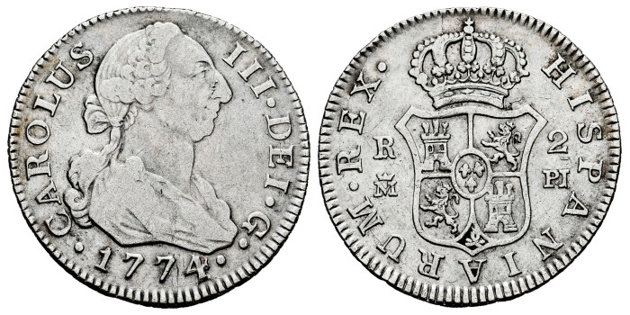 Cy10794.-CARLOS III - 2 Reales 1774 Madrid P.J.-MBC