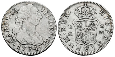 Cy10794.-CARLOS III - 2 Reales 1774 Madrid P.J.-MBC