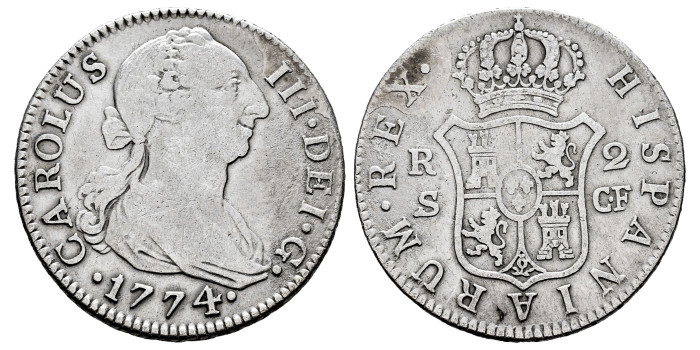Cy10798.-CARLOS III - 2 Reales 1774 Sevilla C.F.-BC+