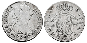 Cy10798.-CARLOS III - 2 Reales 1774 Sevilla C.F.-BC+