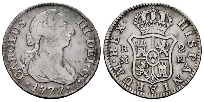 Cy10815.-CARLOS III - 2 Reales 1777 Madrid P.J.-BC