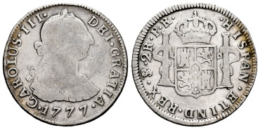 Cy10818.-CARLOS III - 2 Reales 1777 Potosi P.R.-BC