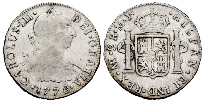 Cy10823.-CARLOS III - 2 Reales 1778 Lima M.J.-MBC-