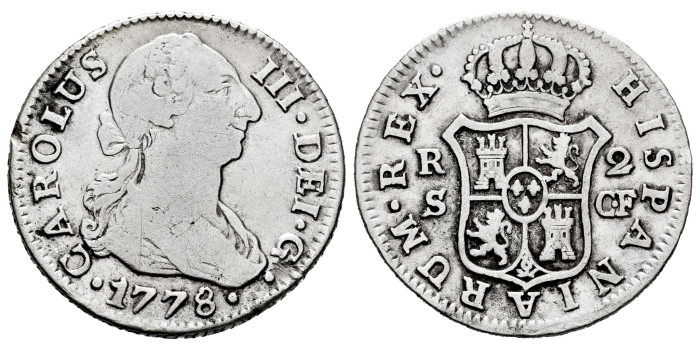 Cy10827.-CARLOS III - 2 Reales 1778 Sevilla C.F.-BC+