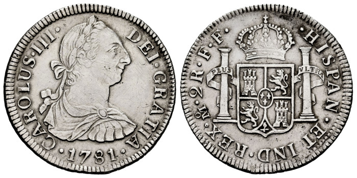Cy10850.-CARLOS III - 2 Reales 1781 Mexico F.F.-EBC-