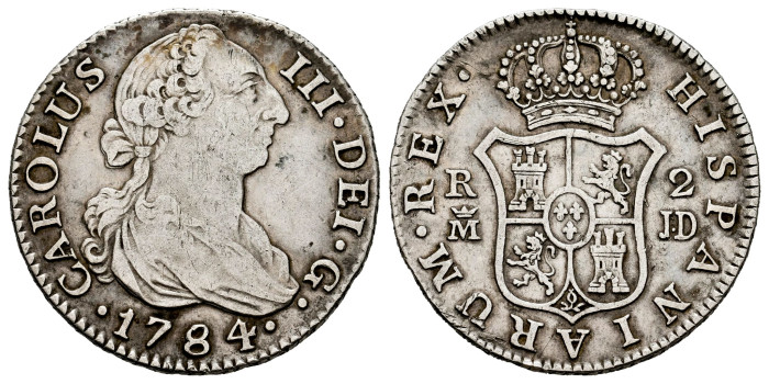Cy10877.-CARLOS III - 2 Reales 1784 Madrid J.D.-MBC-