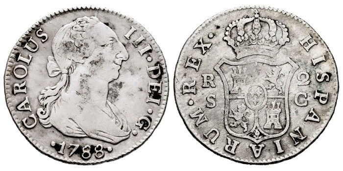 Cy10916.-CARLOS III - 2 Reales 1788 Sevilla C.-MBC