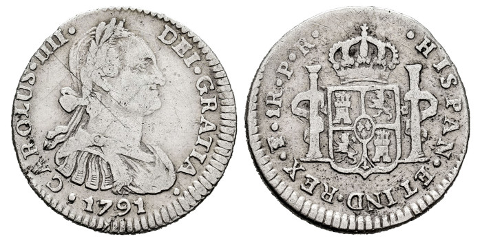 Cy12579.-CARLOS IV - 1 Real 1791 Potosi P.R.- BC 