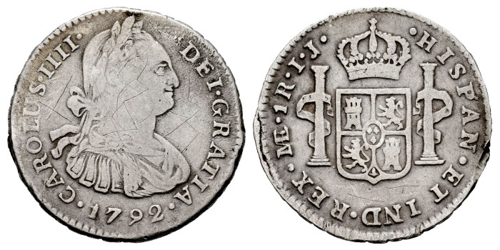 Cy12576.-CARLOS IV - 1 Real 1792 Lima I.J.- BC 