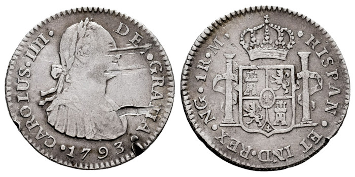 Cy12589.-CARLOS IV - 1 Real 1793 Guatemala M.- MBC- 
