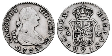 Cy12591-1.-CARLOS IV - 1 Real 1793 Madrid M.F.- MBC 
