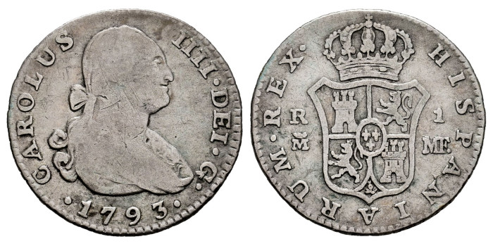 Cy12591-2.-CARLOS IV - 1 Real 1793 Madrid M.F.- BC 