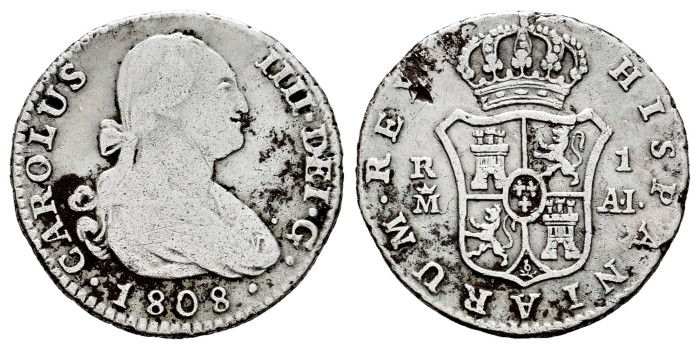 Cy12695.-CARLOS IV - 1 Real 1808 Madrid A.J.- BC 