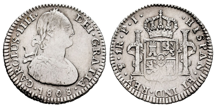 Cy12698.-CARLOS IV - 1 Real 1808 Potosi P.J.- MBC+ 