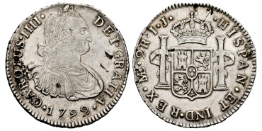 Cy12732-1.-CARLOS IV - 2 Reales 1792 Lima I.J.-MBC+