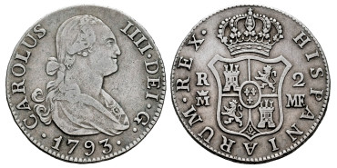 Cy12742-2.-CARLOS IV - 2 Reales 1793 Madrid M.F.-MBC