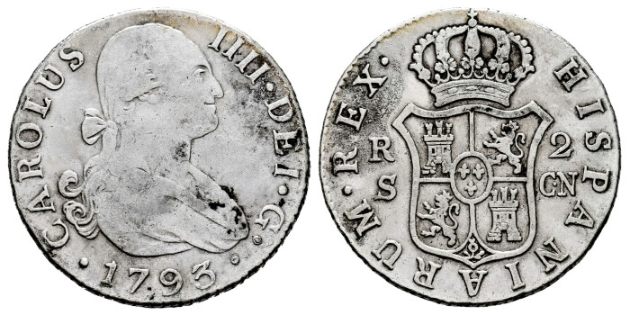 Cy12747.-CARLOS IV - 2 Reales 1793 Sevilla C.N.-MBC