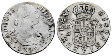 Cy12747.-CARLOS IV - 2 Reales 1793 Sevilla C.N.-MBC