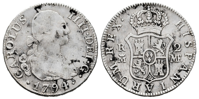 Cy12750.-CARLOS IV - 2 Reales 1794 Madrid M.F.-BC