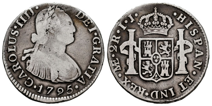 Cy12756.-CARLOS IV - 2 Reales 1795 Lima I.J.-BC