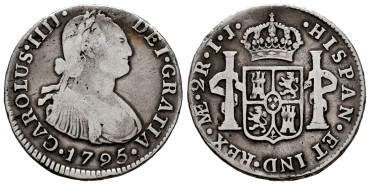 Cy12756.-CARLOS IV - 2 Reales 1795 Lima I.J.-BC