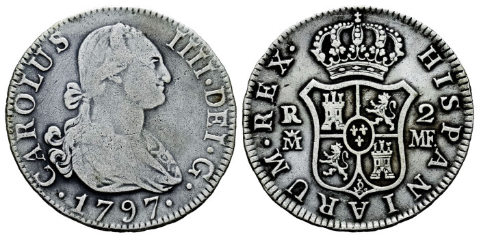Cy12774.-CARLOS IV - 2 Reales 1797 Madrid M.F.-MBC-