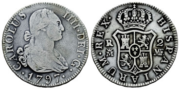 Cy12774.-CARLOS IV - 2 Reales 1797 Madrid M.F.-MBC-