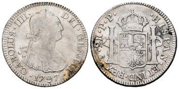Cy12776.-CARLOS IV - 2 Reales 1797 Potosi P.P.-MBC+ R.B.O