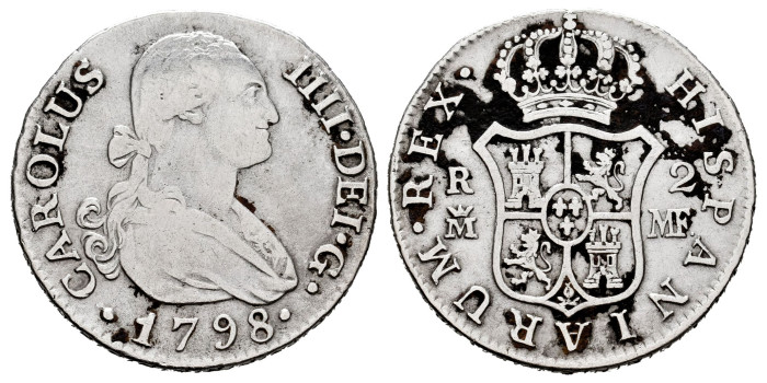 Cy12781.-CARLOS IV - 2 Reales 1798 Madrid M.F.-MBC-