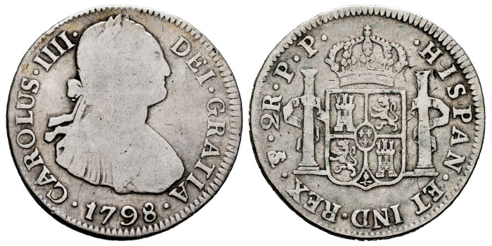 Cy12784.-CARLOS IV - 2 Reales 1798 Potosi P.P.-BC-