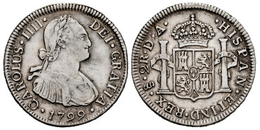 Cy12794.-CARLOS IV - 2 Reales 1799 Santiago D.A.-MBC