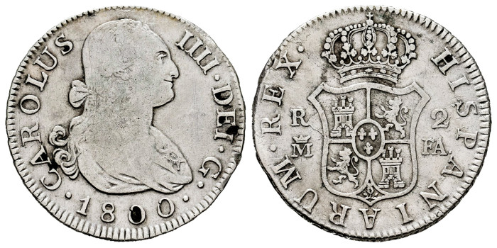 Cy12799.-CARLOS IV - 2 Reales 1800 Madrid M.F.-BC+