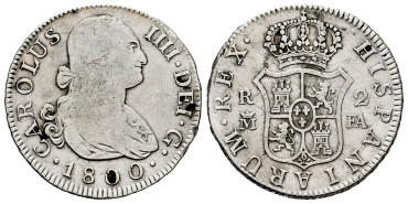 Cy12799.-CARLOS IV - 2 Reales 1800 Madrid M.F.-BC+