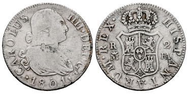 Cy12809.-CARLOS IV - 2 Reales 1801 Madrid F.A.-BC+