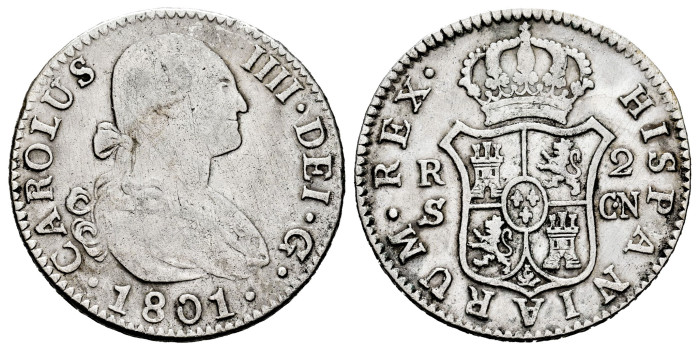 Cy12814.-CARLOS IV - 2 Reales 1801 Sevilla C.N.-MBC