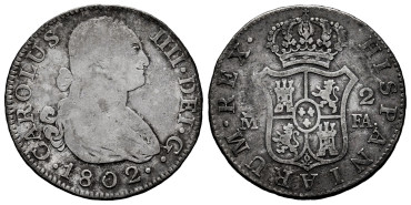 Cy12817.-CARLOS IV - 2 Reales 1802 Madrid F.A.-BC