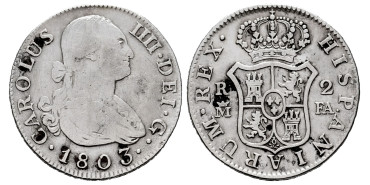 Cy12826.-CARLOS IV - 2 Reales 1803 Madrid F.A.-MBC-