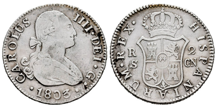 Cy12830.-CARLOS IV - 2 Reales 1803 Sevilla C.N.-MBC