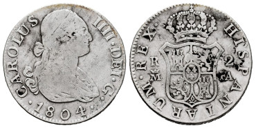 Cy12834.-CARLOS IV - 2 Reales 1804 Madrid F.A.-BC+
