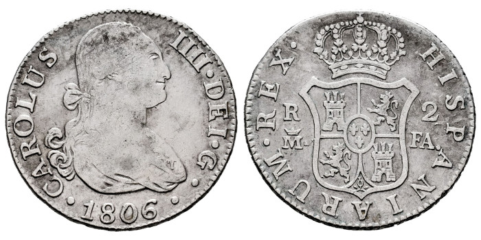 Cy12850.-CARLOS IV - 2 Reales 1806 Madrid F.A.-MBC