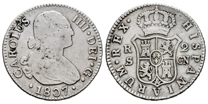 Cy12864.-CARLOS IV - 2 Reales 1807 Sevilla C.N.-BC
